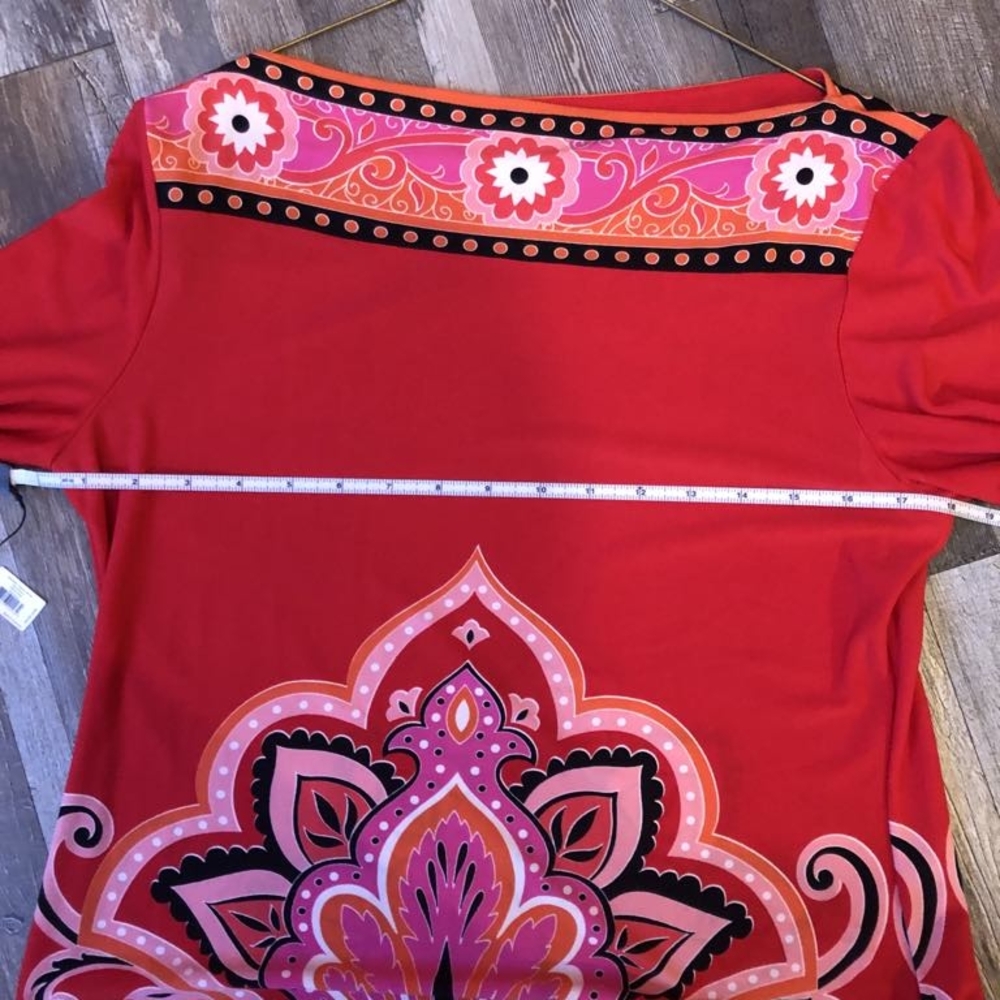 London Times Red Graphic Midi Dress